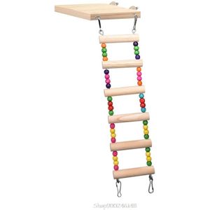 Houten Papegaai Hamster Klimmen Ladder Swing Spelen Speelgoed Set Vogels Opknoping Brug Oefening Baars Stand Platform Kooi O06