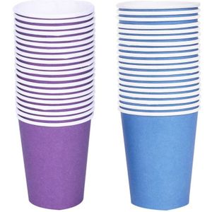 40 Paper Cups (9Oz) - Plain Effen Kleuren Verjaardagsfeestje Servies Catering (Blauw & Paars)