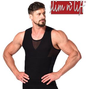 Mens Afslanken Shapewear Met Rits Shirt Top Body Shaper Netto Nylon Compressie T-shirts Door Slim N Lift