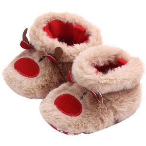 Kerst Baby Meisjes Jongens Snowboots Zachte Zool Antislip Crib Schoenen Winter Warme Gezellige Strik Booties