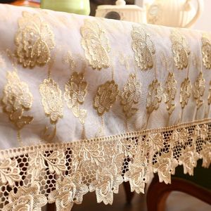 Vezon Luxe Gold Volledige Kanttafelkleed Delicate Kant Bloemen Tafelkleed Overlay Cover Thuis Handdoek Textiel