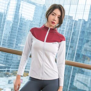 FE573 Running Jacket Sport Shirt Vrouwen Yoga Workout Jas Reflecterende Streep Zip Fitness Kleding Sport Gym Sportkleding Top