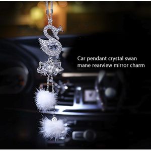 Car Hanger Diamant Kristal Haarbal Zwaan Element Decor Auto Achteruitkijkspiegel Auto Opknoping Ornamenten Accessoires