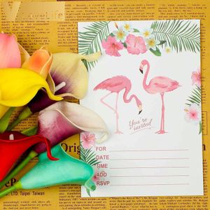 10 pcs Flamingo Uitnodigingen Kaart Verjaardagsfeestje Decoratie Kaarten Kraftpapier Envelop Trouwkaarten Baby Shower Benodigdheden