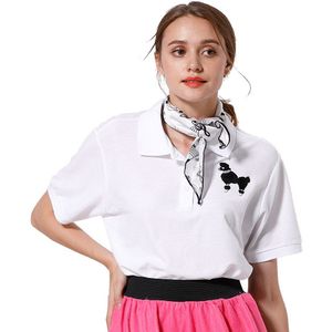 50 s Adult Womens Poedel Rok Wit Overhemd Hond print Korte Mouw T-shirt Tee