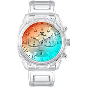 Transparante Plastic Sport Horloge Mannen Onola Mode Dresse Unieke Heren Horloges Vrouwen Waterdichte Quartz Horloge Mannen