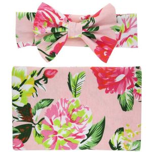 Baby Girl Boys Cotton Floral Photography Props Blanket Swadding Cloth Towels Wrap Todder Bed Sleeping Blankets Hair Headband Set