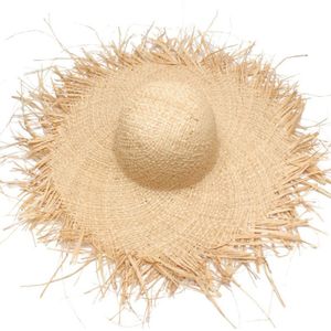 Handgemaakte Vrouwen Stro Zon Hoeden Grote Brede Rand Gilrs Natuurlijke 100% Raffia Panama Beach Straw Zon Caps voor