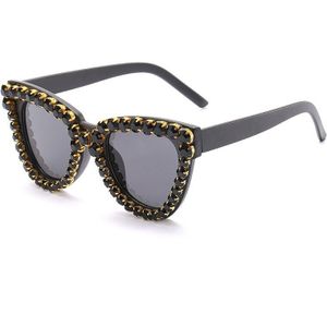 Gisaev Rijden Bril Vrouw Man Luxe Diamond Strass Cateye Zonnebril Crystal Kleine Frame Vintage Cat Bril