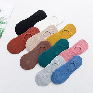 10 Pairs Sokken Dames Onzichtbare Sokken Vrouwen Boot Sokken Snoep-Gekleurde Siliconen Slip Ondiepe Mori Effen Kleur Vrouwen Sokken