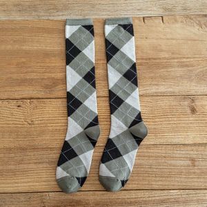 Kousen Warm Houden Japanse Stijl Kniehoge Sokken Voor Vrouw Sokken Ruit Patroon Herfst Winter Katoen 1 Paar College stijl