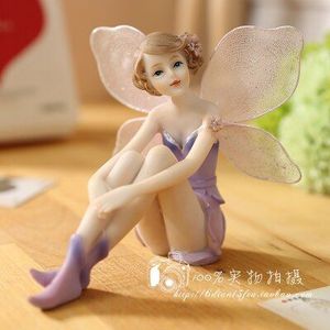 resin paars engel standbeeld home decor ambachten kamer decoratie objecten studie hars poppen voor meisjes lady Fee beeldjes