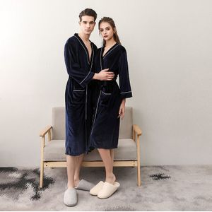 Mannen Paar Kimono Badjas Herfst Winter Flanel Velours Gewaad Liefhebbers Warme Nachtkleding Plus Size Loungewear Nachtjapon Mannelijke Homewear