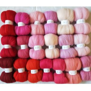 WFPFBEC vilt wol fiber voor naaldvilten merinowol zwervende fiber wol roze 19 kleuren 10g 20g 50g