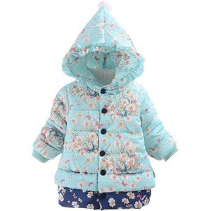 Hooded Meisjes Jassen Fleece Winter Kinderen Kleding Hoodies Baby Meisje Outfits Bloemen Uitloper Kids Overjas 2 3 4 Jaar Down jas