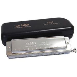 Qimei 12 Gaten Chromatische Harmonica Mondharmonica Instrumentos Sleutel Van C Professionele Muziekinstrumenten Vierkante Mondstuk Harp ABS