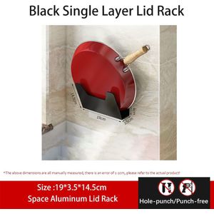Pot Rack Muur Gemonteerde Niet-Geperforeerde Ruimte Aluminium Keuken Accessoires Levert Opslag Zwarte Muur Snijplank Afvoer Plank