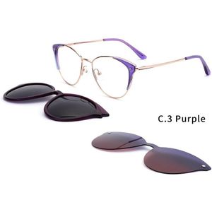 O-Q Club 3 In 1 Magnetische Clip Op Zonnebril Vrouwen Bijziendheid Recept Brillen Frames Optische Cat Eye Glas Mode Brillen