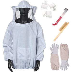 7 In 1 Bijenteelt Jacket Veil Imker Jas Handschoenen Bijenkorf Borstel J Vormige Haak Bijenkorf Tool Set Queen Bee catcher