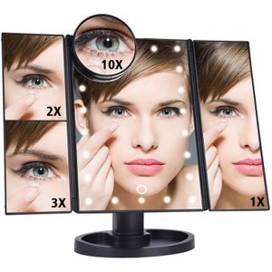 Make-Up Spiegel Led Touch Screen 22 Licht Tafel Desktop Make 1X/2X/3X/10X Vergrootglas Spiegels Vanity 3 Vouwen Verstelbare Spiegel