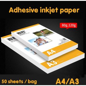50 Sheets / Bag A4 Inkjet Afdrukken Label Papier 80G Parelmoer Plakband 120G Matte Kleur Spray Self-Zelfklevend Fotopapier