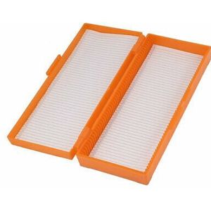 Oranje Plastic Shell 50 Slots Rechthoekige Microscoop Glasplaatje Doos
