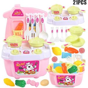 21 Pcs Play Keuken Kit Voor Kids Pretend Koken Set Rollenspel Peuters Playhouse Game BM88