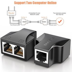 Samzhe Ethernet Kabel Adapter Lan-kabel Extender Splitter Voor Internet Kabel Verbinding 1 Ingang 2 Uitgang