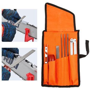 8 Stuks Professionele Kettingzaag Ketting Slijpen Kit Tool Set Hardhout Handvat + Ronde/Platte Bestand Gids Bar Bestand Puntenslijper gereedschap
