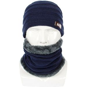 Unisex Winter Warm Breien Beanie Muts Sjaal Set Dikker Halswarmer Ski Cap