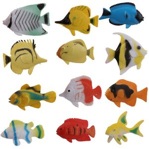 12 Stuks Plastic Oceaan Dier Modellen Aquarium Ornament Kids Educatief Speelgoed