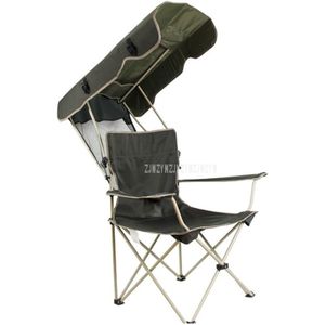 Draagbare Vouwen Vissen Stoel Met Zonnescherm Oxford Stof Stalen Buis Strand Stoel Rugleuning Opvouwbare Picknick Camping Outdoor Stoel