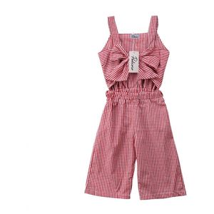 Brand Baby Peuter Pasgeboren Kids Baby Meisjes Rode Plaid Romper Lange Broek Jumpsuit Kleding Overalls Outfits
