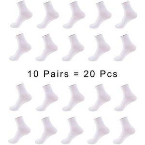 10Pairs = 20Pcs Business Casual Katoen Off White Sokken Heren Lente Winter Effen Kleuren Crew Sokken Mannelijke Ademend zwarte Sokken Meias