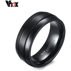 VNOX Jewelry 8mm Black Titanium Steel Dome Rings for Men Matte Finish Double Groove Wedding Bands US Size 9 to 12