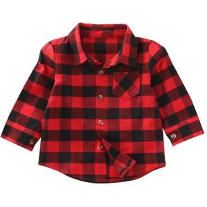 Baby Kinderen Jongens Meisjes Lange Mouw Shirt Controles Plaids Tops Blouse Kleding Outfits Kerst 1-7Y