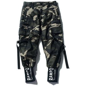 Camouflage Brief Linten Cargo Broek Hip Hop Joggers Retro Mannen Track Casual Broek Sport Pockets Joggingbroek Mannelijke Streetwear