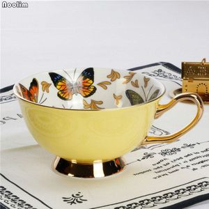 Bone China Kopje Koffie Sets Kleurrijke Vlinder Keramische Thee Kopjes En Schoteltjes Britse Office Porselein Theekopje Drinkware Accessoires