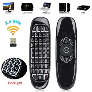 C120 Backlight 7 Kleuren 2.4G Gyroscoop Air Mouse Draadloze Afstandsbediening Mini Toetsenbord Voor Android Tv Box Computer Laptop