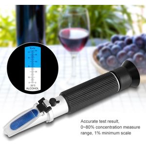 Professionele Hand-Held Alcohol Graden Wijn 0-80% Test Refractometer Wijn Tester Water Meter Meetinstrument