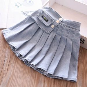 2022 Lente En Zomer Denim Geplooide Rok Meisjes &#39