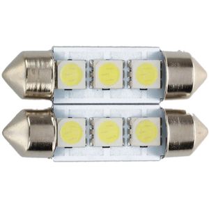 2x C5W 3 Led Smd 5050 36Mm Xenon Witte Lamp Plaat Shuttle Slingers E Plafond Lamp Auto Licht
