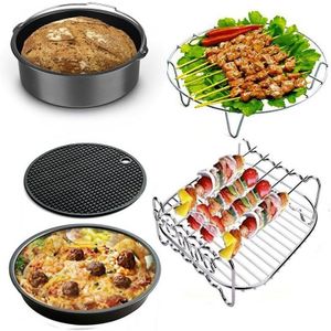 Air Friteuse Accessoires 8 Inch Fit Voor Airfryer 5.2-6.8QT Bakken Mand Pizza Plaat Grill Pot Keuken Koken Tool voor Party