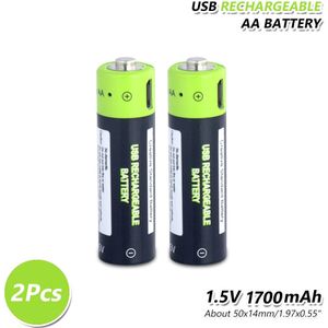 2X1700Mah Oplaadbare Aa Lithium-Ion Polymeer Batterijen Usb Lader 1.5V Volt Aa Li-Ion Lipo Batterij voor Afstandsbedieningen Speelgoed