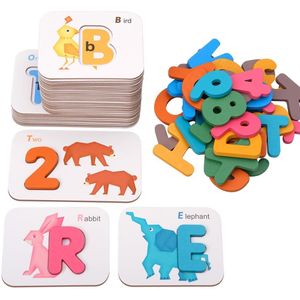 Alfabetten En Nummers Flash Kaarten, Houten Speelgoed Letters Abc Dier Matching Puzzel Kleuren Sorteren Educatief Speelgoed Voor Kinderen
