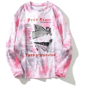 GONTHWID Moe van Aarzeling Print Tie Dye Roze Sweatshirts Heren Hip Hop Casual Trui Hoodies Streetwear Hipster Casual Tops