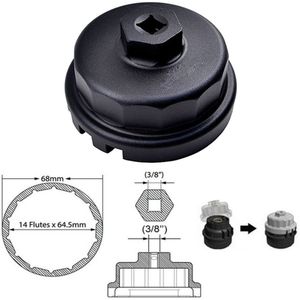 Chuang Qian Zwart 14 Fultes Oliefiltersleutel Cap Behuizing Tool 6 & 8 Cilinder Motoren Universele Voor Toyota Venza RAV4 Highlander