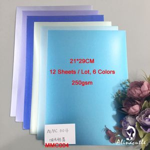 6 Kleuren X 2 Vel Cardstock Papier Karton Blauw Satijn A4 250gsm Scrapbooking Papier Pack Craft Pad Alinacraft