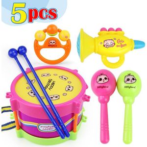 5 Stks/set Kinderen Muziekinstrumenten Set Educatief Kinderen Speelgoed Drum/Tafelbel/Trompet/Zand Hamer/Drum sticks