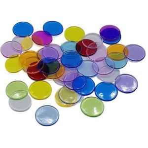 100Pcs 19Mm Kids Bingo Chips Transparante Kleur Tellen Math Game Tellers Markers Plastic Kinderen Onderwijs Accessoire Speelgoed